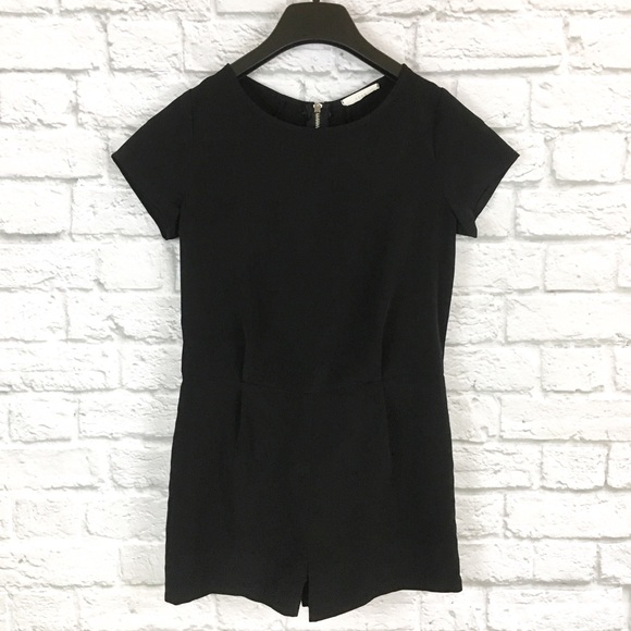 Lush Short Sleeve Fitted Black Zip Romper Size S - Picture 1 of 7